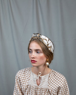 HEADQUARTER | couture headwear Headband 'golden hour' made of pallette fabric. Designed and handcrafted in Switzerland.